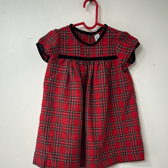 Rare Editions Red Plaid Dress with Black Trim 90’s - Picture 1 of 2